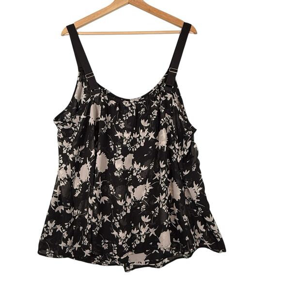 Lane Bryant SIZE 22 Womens Grosgrain Ribbon Straps Black White Floral Chiffon - Picture 7 of 10